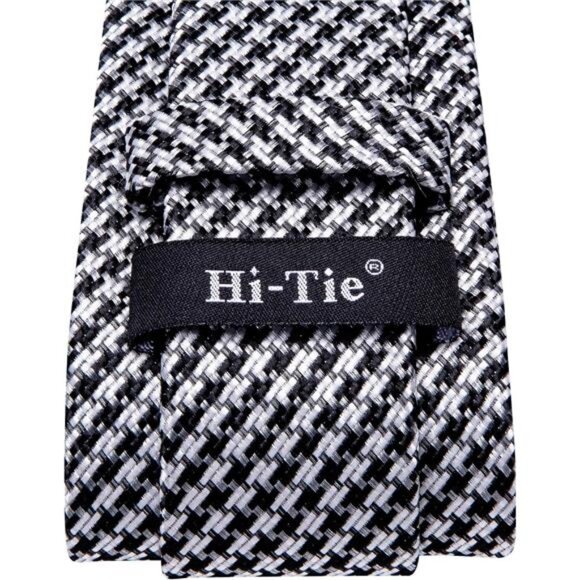 Mens Plaid Ties Classic Paisley Necktie with Handkerchief Cufflinks Set Stripe - Picture 5 of 7